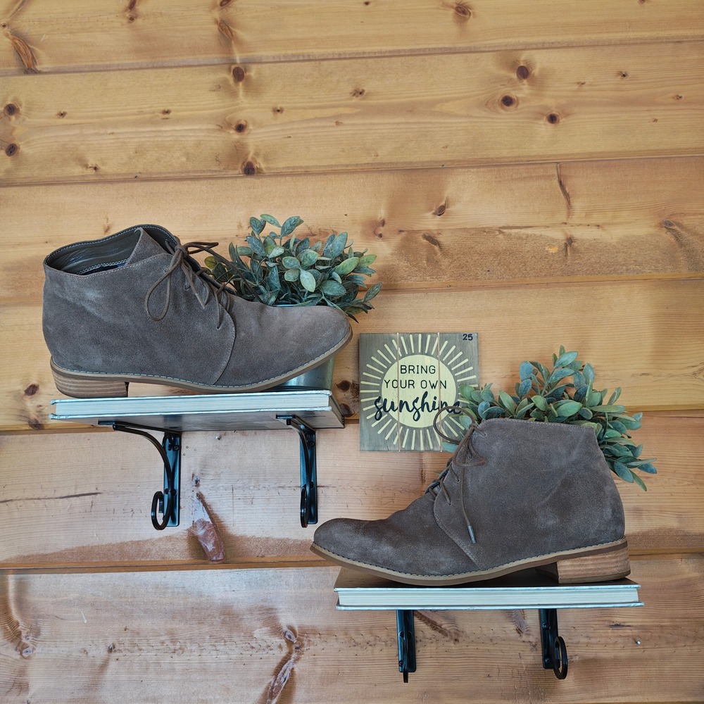 Blondo Rayann Waterproof Suede Leather Chukka Ankle Boots Taupe Lace Up Sz 11 M